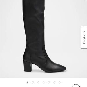 Black Over the Knee Boots with Chunky Heel